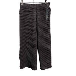 Vanite Couture Gray Pleated Texture Wide Leg Pants Elastic Waist One Size New